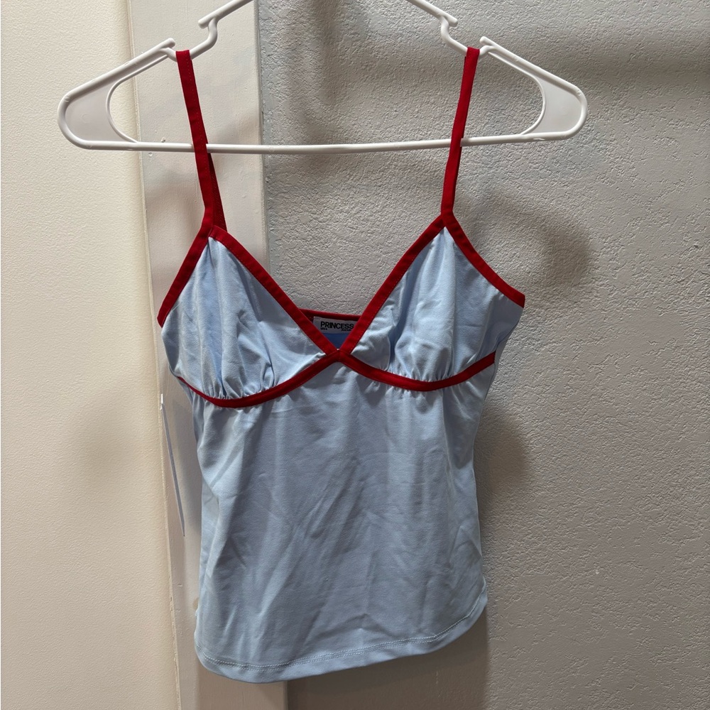 Princess Polly Light Blue Top with Red Trim